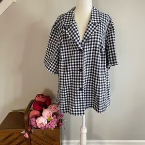 Leslie Fay Black and White Checkered Button Down Shirt